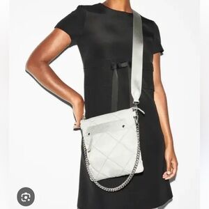 MZ Wallace Quilted Madison Flat Crossbody NWT, unopened. Light grey “Frost”